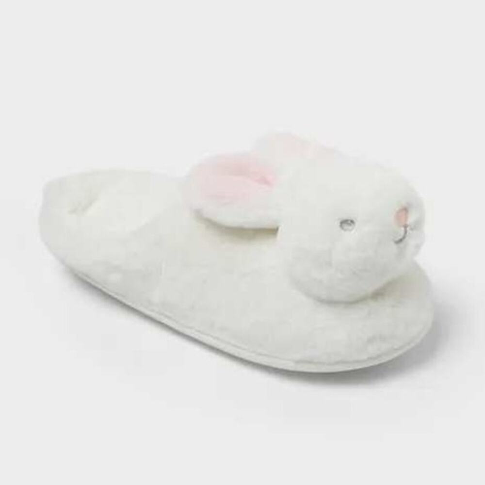 Little Girl Bunny Scuff Slippers - Cat & Jack - Ivory - M 2/3